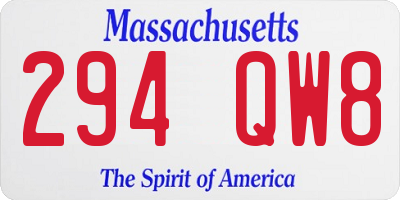 MA license plate 294QW8