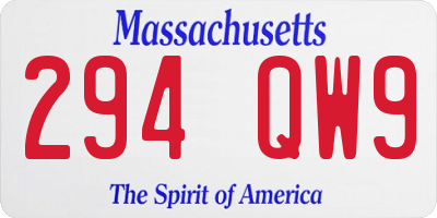 MA license plate 294QW9