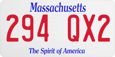MA license plate 294QX2