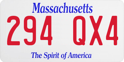 MA license plate 294QX4