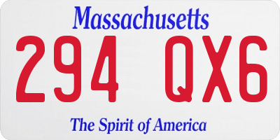 MA license plate 294QX6