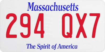 MA license plate 294QX7