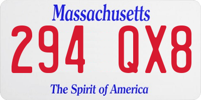 MA license plate 294QX8