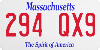 MA license plate 294QX9