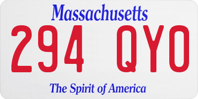 MA license plate 294QY0