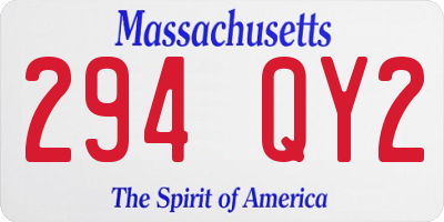 MA license plate 294QY2