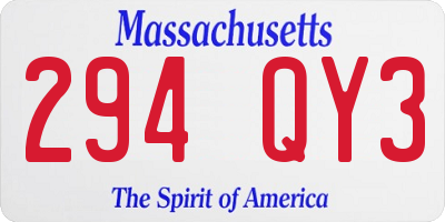 MA license plate 294QY3
