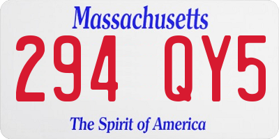 MA license plate 294QY5
