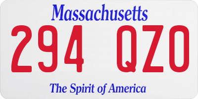 MA license plate 294QZ0