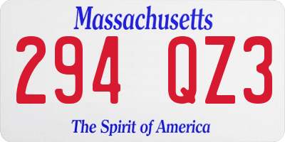 MA license plate 294QZ3
