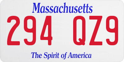 MA license plate 294QZ9