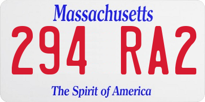 MA license plate 294RA2