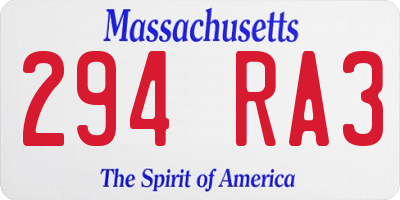 MA license plate 294RA3