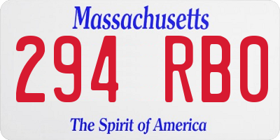 MA license plate 294RB0