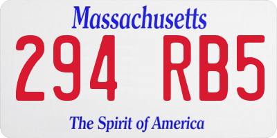 MA license plate 294RB5