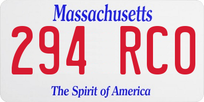 MA license plate 294RC0