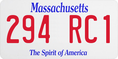MA license plate 294RC1