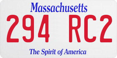 MA license plate 294RC2
