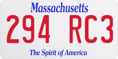 MA license plate 294RC3