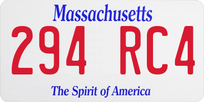 MA license plate 294RC4