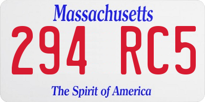 MA license plate 294RC5