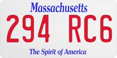 MA license plate 294RC6