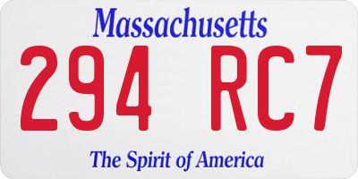 MA license plate 294RC7