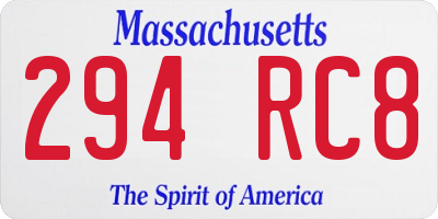 MA license plate 294RC8