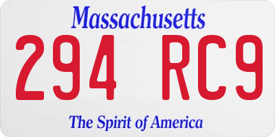 MA license plate 294RC9