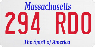 MA license plate 294RD0