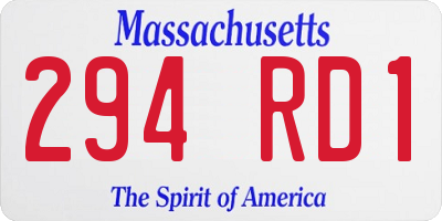 MA license plate 294RD1
