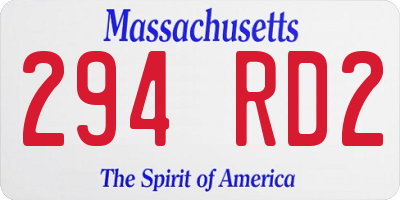 MA license plate 294RD2