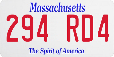MA license plate 294RD4