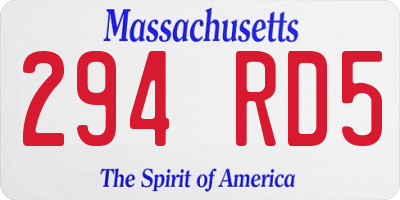 MA license plate 294RD5