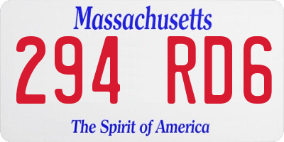 MA license plate 294RD6