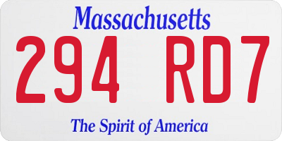 MA license plate 294RD7