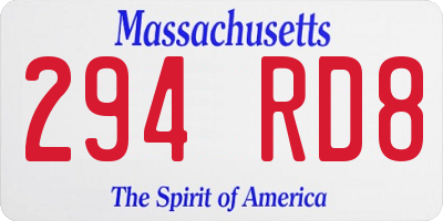 MA license plate 294RD8
