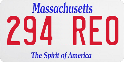 MA license plate 294RE0