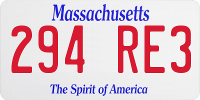 MA license plate 294RE3