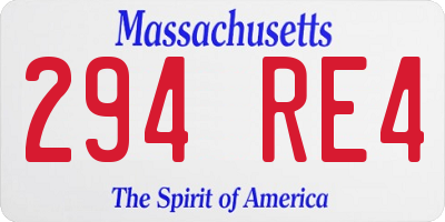 MA license plate 294RE4