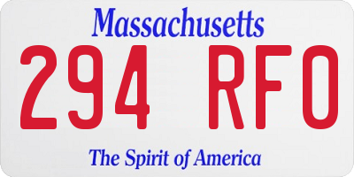MA license plate 294RF0