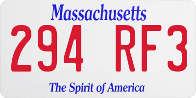 MA license plate 294RF3