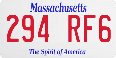 MA license plate 294RF6