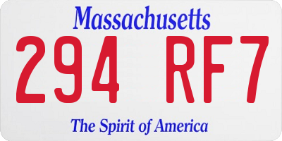 MA license plate 294RF7