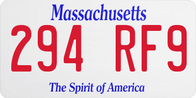MA license plate 294RF9