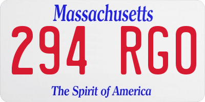 MA license plate 294RG0
