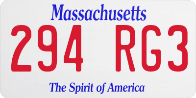MA license plate 294RG3