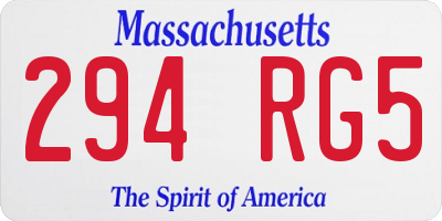 MA license plate 294RG5