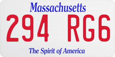 MA license plate 294RG6