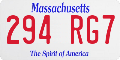 MA license plate 294RG7